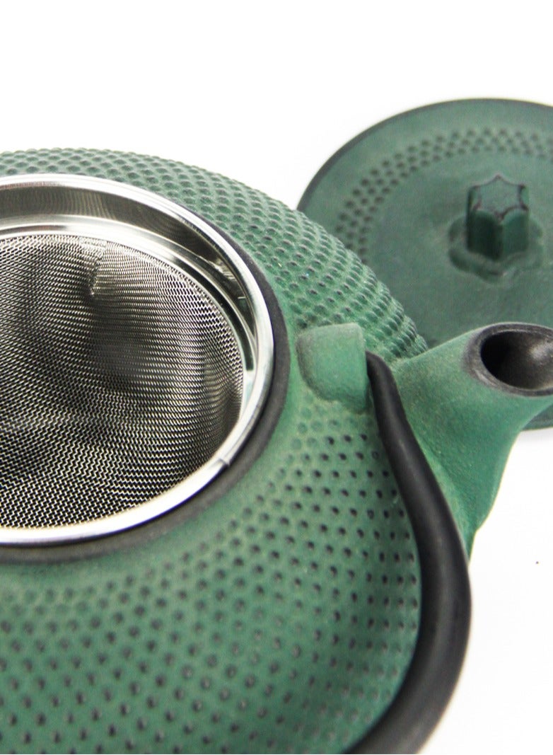 Tealand Durable Coated with Enamel Interior Cast Iron Teapot with Stainless Steel Infuser for Brewing Loose Tea Leaf 1.4 Dark Green - Image 4