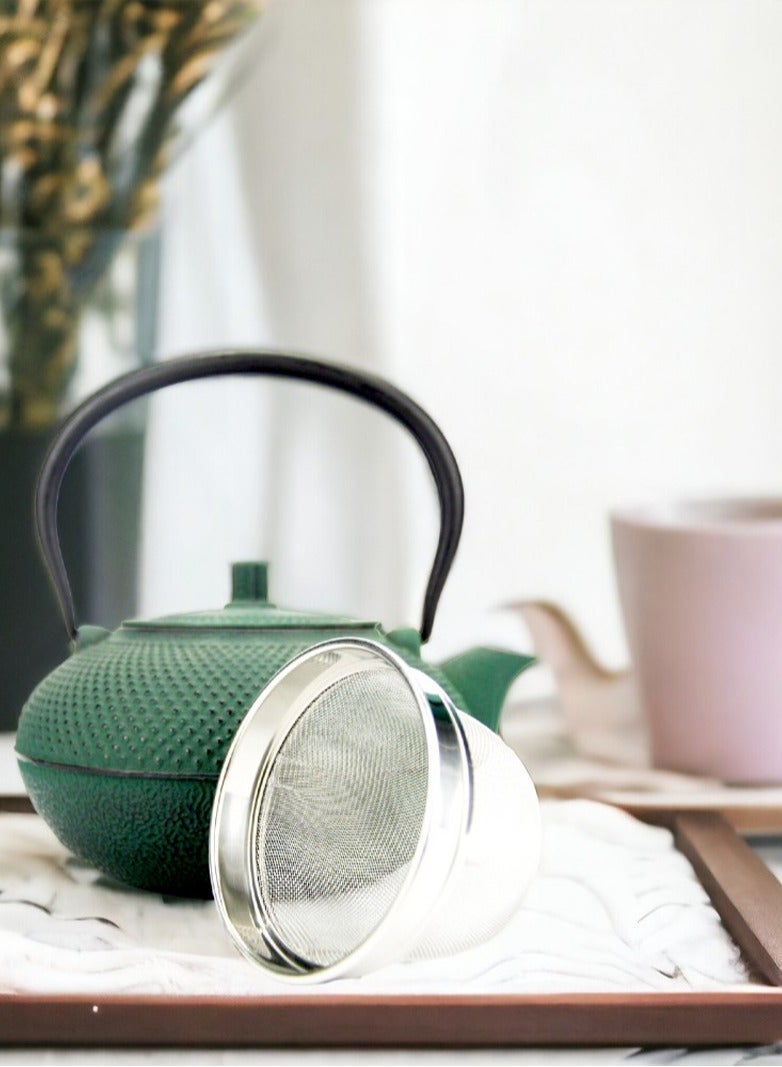 Tealand Durable Coated with Enamel Interior Cast Iron Teapot with Stainless Steel Infuser for Brewing Loose Tea Leaf 1.4 Dark Green - Image 5