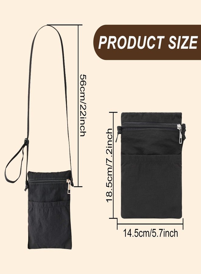 WisePoint Ultralight Crossbody Smartphone Bag, Nylon Phone Purse with Zipper (Black) - Image 2