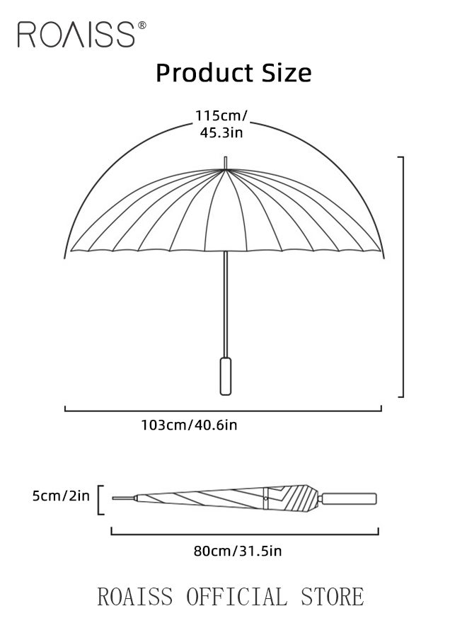 roaiss - Unisex Business Straight Long Handle Umbrella 24 Rib Reinforced Fiber Skeleton Golf Umbrella 45.3 Inch Enlarge Umbrella Cover Three Layers Waterproof Wind Resistant Umbrella - Image 1