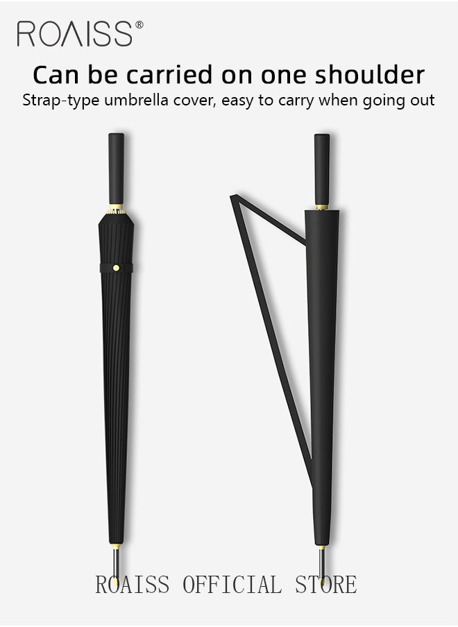 roaiss - Unisex Business Straight Long Handle Umbrella 24 Rib Reinforced Fiber Skeleton Golf Umbrella 45.3 Inch Enlarge Umbrella Cover Three Layers Waterproof Wind Resistant Umbrella - Image 1