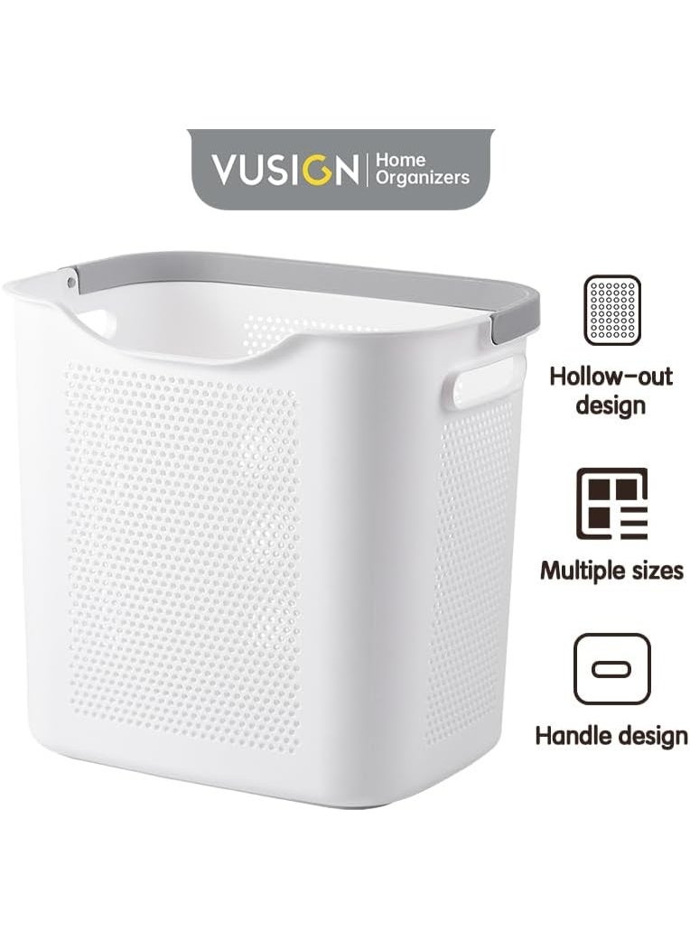 VUSIGN Large Laundry Clothes Basket – 38.5 x 29 x 36 cm, Plastic Laundry Hamper with Hollow-Out Design, Handle, and Modern Style – Portable & Lightweight - Image 3