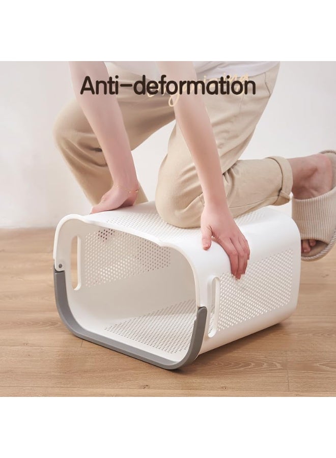 VUSIGN Large Laundry Clothes Basket – 38.5 x 29 x 36 cm, Plastic Laundry Hamper with Hollow-Out Design, Handle, and Modern Style – Portable & Lightweight - Image 5