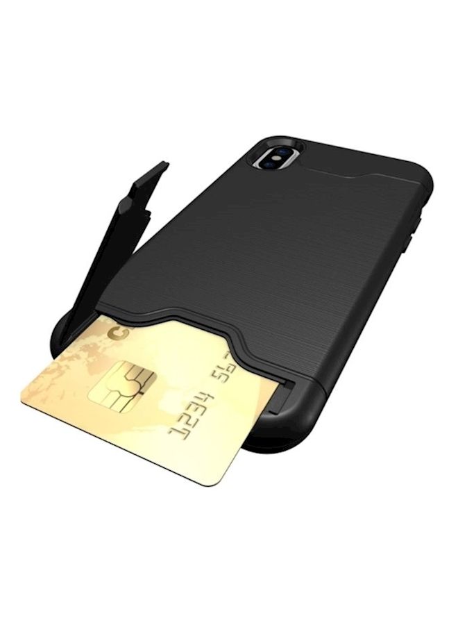 NIBEMINENT Protective Case For Apple iPhone X With Card Wallet Black  - Image 2