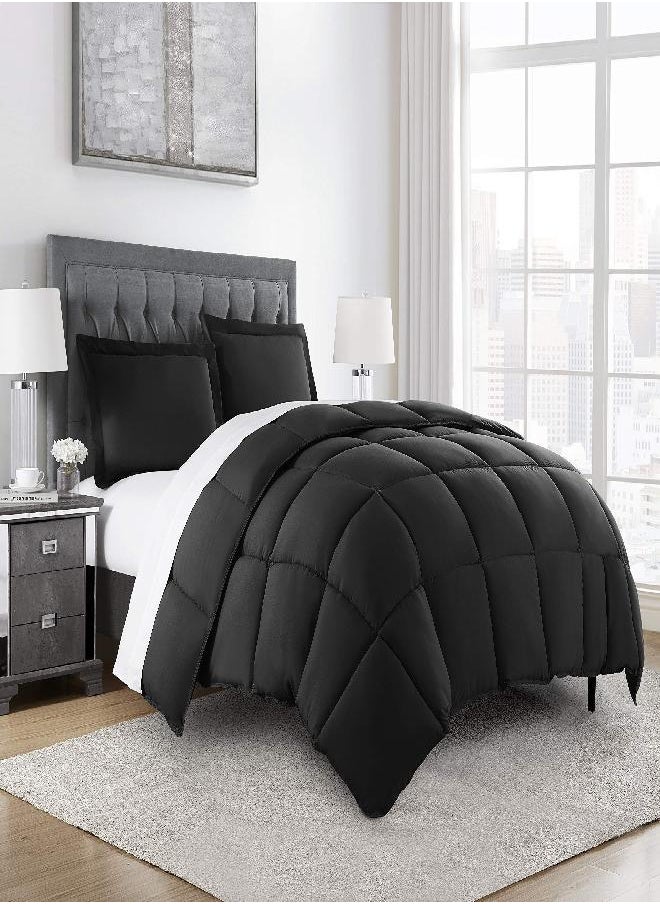 Chezmoi Collection Chezmoi Collection 2-Piece Down Alternative Comforter Set (Twin, Black)  - Image 1