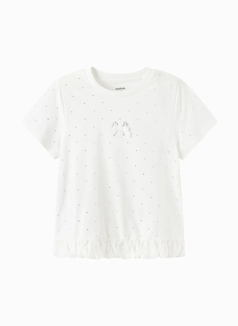 Balabala Kids Girls Round v-neck short-sleeved T-shirt