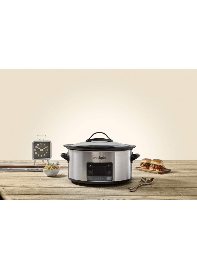 Crock-Pot - Crock-Pot MyTime Technology 6 Quart Programmable Slow Cooker and Food Warmer with Digital Timer, Stainless Steel (2137020) - Image 1