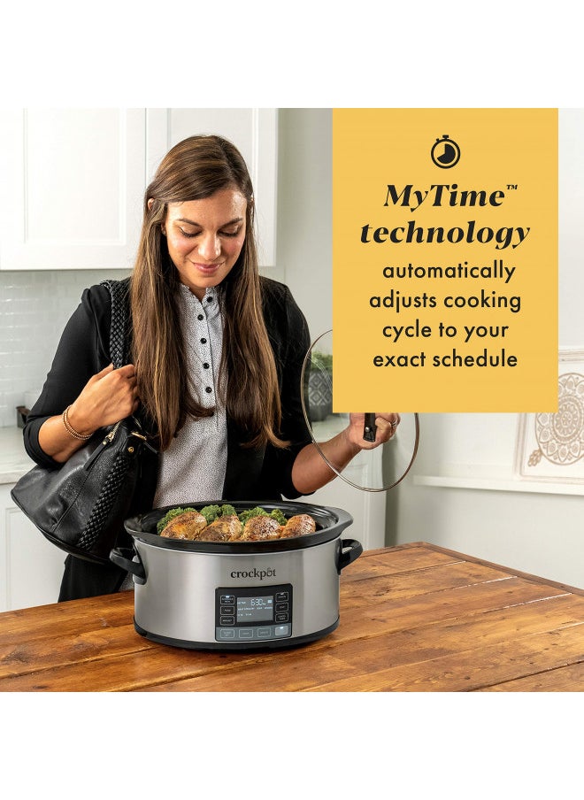 Crock-Pot - Crock-Pot MyTime Technology 6 Quart Programmable Slow Cooker and Food Warmer with Digital Timer, Stainless Steel (2137020) - Image 1