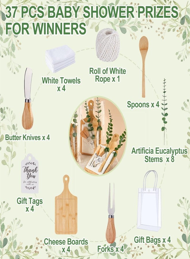 Rigibright Baby Shower Prizes for Game Winners 4 Sets Bamboo Cheese Board Spoon Fork Butter Spreaders Plaid Towel Thank You Card and Gift Bags for Baby Shower Wedding Bridal Shower Favors (Bamboo Color, 4 Sets) - Image 3