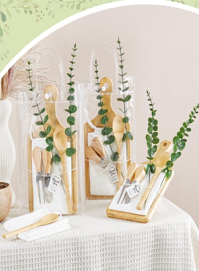 Rigibright Baby Shower Prizes for Game Winners 4 Sets Bamboo Cheese Board Spoon Fork Butter Spreaders Plaid Towel Thank You Card and Gift Bags for Baby Shower Wedding Bridal Shower Favors (Bamboo Color, 4 Sets) - Image 2