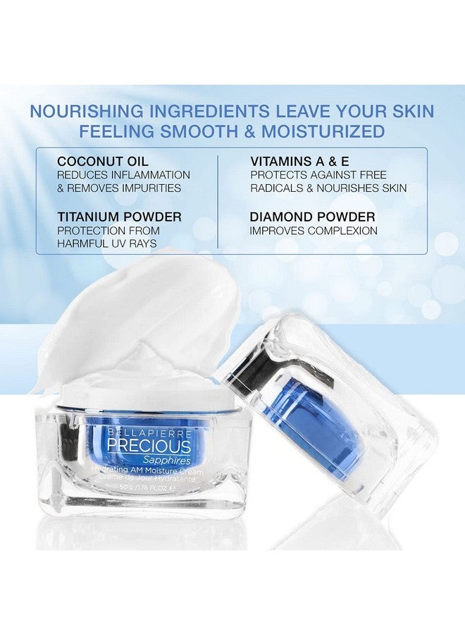 BellaPierre Precious Sapphires Hydrating Am Moisture Cream | Daily Facial Moisturizer With Coconut Oil & Vitamin E | Nongreasy Formula 1.76Oz - Image 2