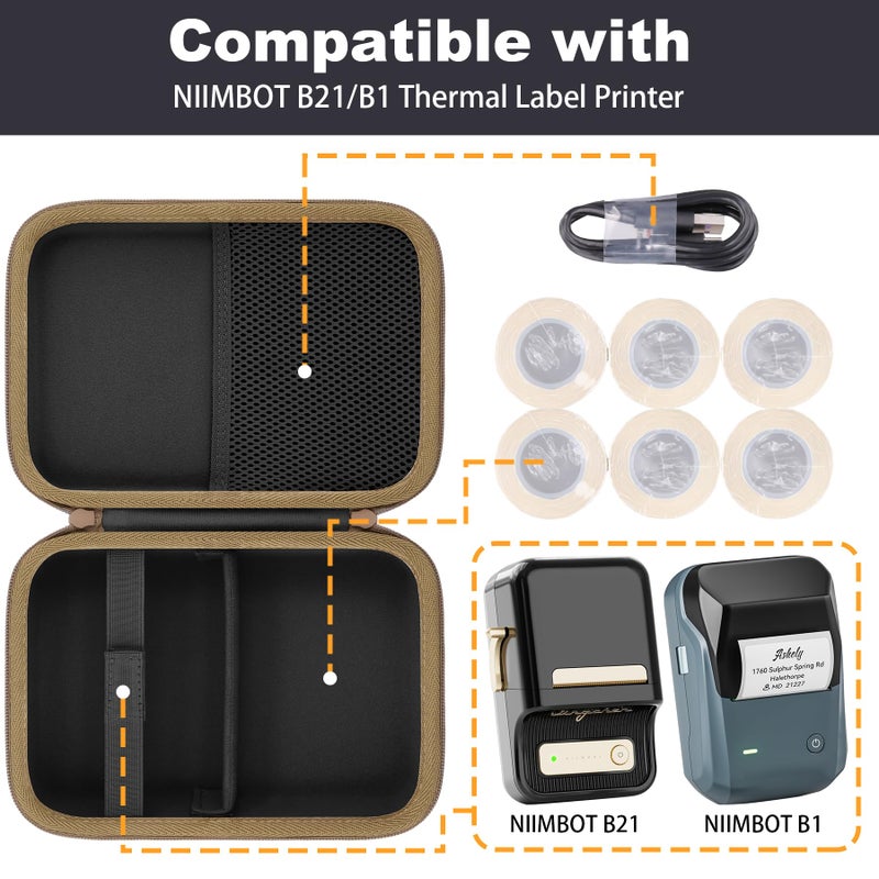 Baval Label Printer Case Compatible with NIIMBOT B21/B21 Pro/B1 Label Maker Thermal Label Printer and 2 inch Label Paper(Black Case) - Image 3