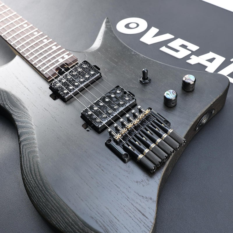 OVSAL 10.5mm Headless Electric Guitar Bridge All-Black Headless Bass Guitar Bridge Brass Saddles Zinc Alloy Plate Electric Guitar Bridge 6 String Headless Guitar Fixed Bridge - Image 3