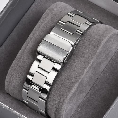 SWADESI STUFF Men's Stylish Black Color Date Display 42mm Hexagon Dial Stainless Steel Silver Strap Analog Watch (Blue) - Image 5