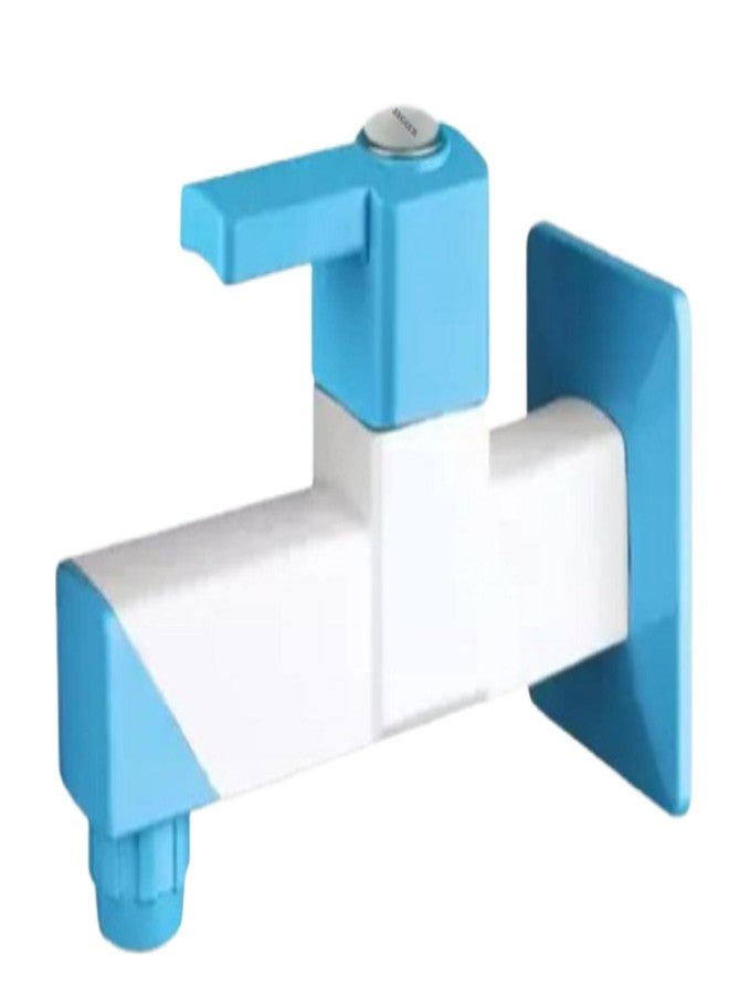 JAGGER JAG350 PTMT Wall Mount Long Body Bib Cock Tap with Foam Flow for Bathroom with Wall Flange & Teflon Tape (White & Blue) - Image 1