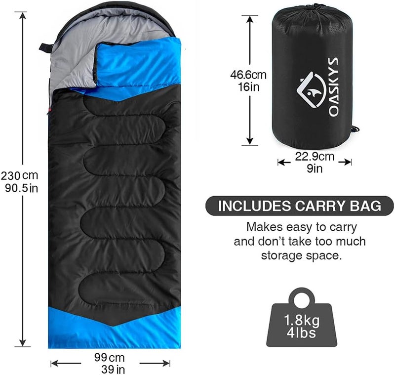 oaskys Camping Sleeping Bag - 3 Season Warm & Cool Weather - Summer Spring Fall Lightweight Waterproof for Adults Kids - Camping Gear Equipment, Traveling, and Outdoors - Image 2