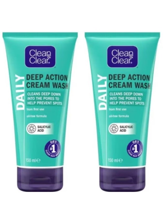 كلين أند كلير 2 عبوة من غسول كريم عميق المفعول من كلين آند كلير - 150 مل - Image 1