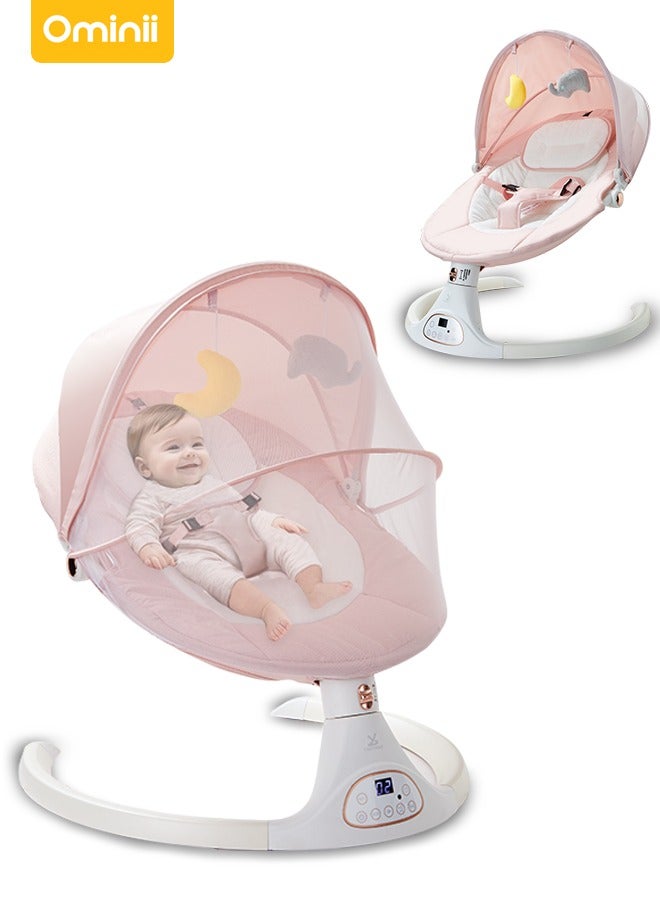 Electric Baby Rocker – Dual Control (Remote + Panel) – 5-Speed Swing – 3-Level Recline – Bluetooth Music – Mosquito Net & Canopy – Dual Power Supply – For 0–24 Months