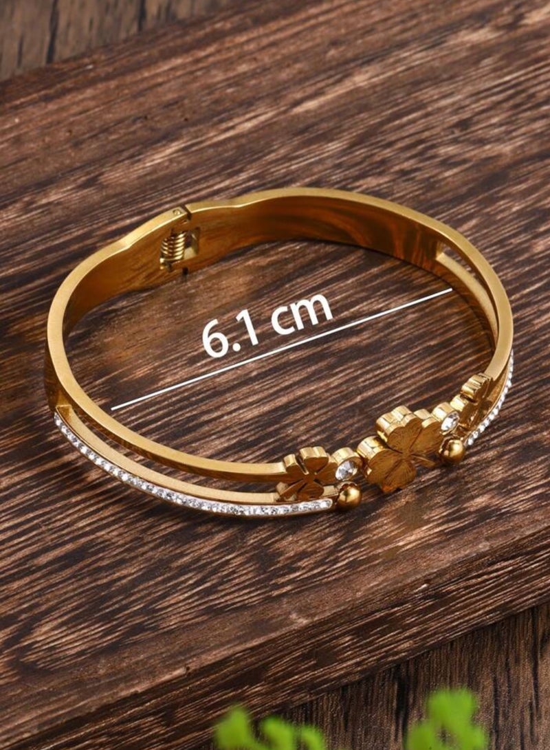 إيكوال اسوارة نسائية أنيقة وعالية الجودة مصنوعة من الاستانلس ستيل مطلية باللون الذهبي - Image 5