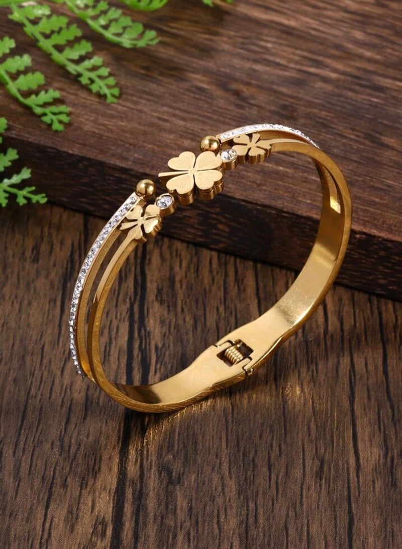 إيكوال اسوارة نسائية أنيقة وعالية الجودة مصنوعة من الاستانلس ستيل مطلية باللون الذهبي - Image 2