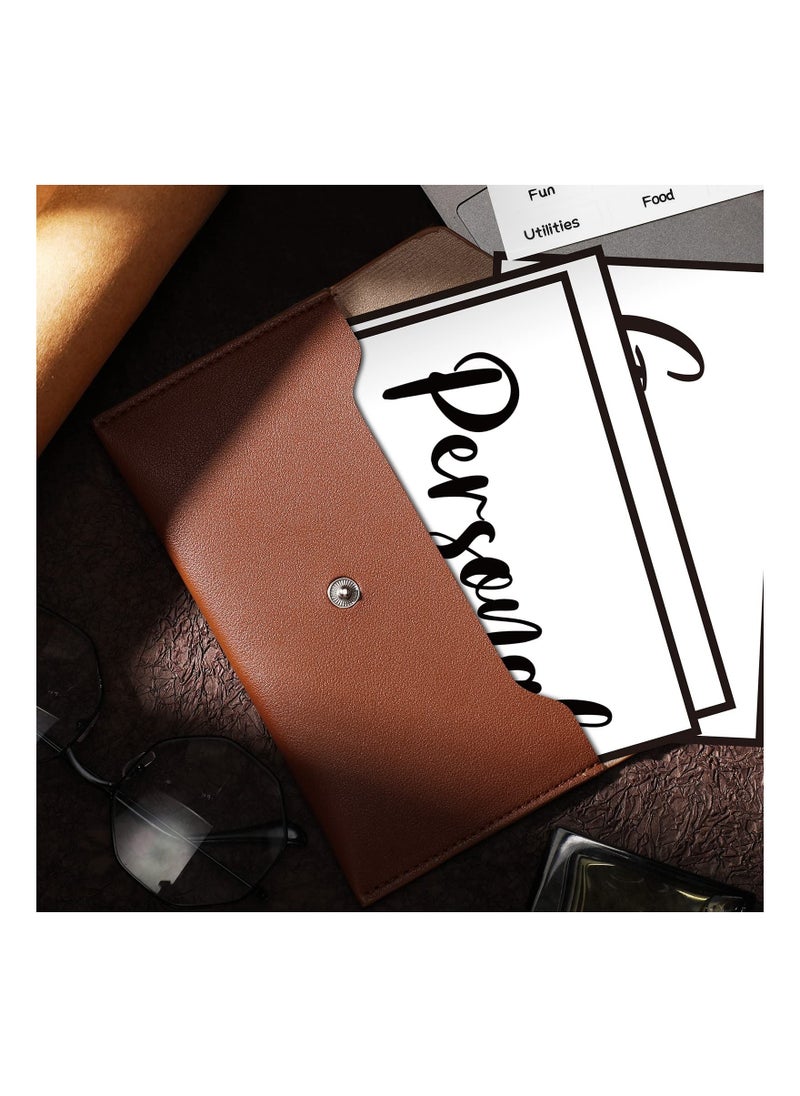 SYOSI - 11 Pieces Cash Envelope Wallet PU Leather Cash Envelopes Cash Wallet Reusable Budget Envelope Cash Dividers for Wallets with Cash Envelope Tab Stickers for Bill Planner (Brown Wallet) - Image 1