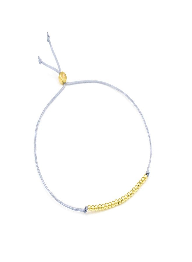 Lucky Feather Thinking of You Gifts for Women - 14k Gold Bead Bracelet with Adjustable Sliding Toggle - Image 2