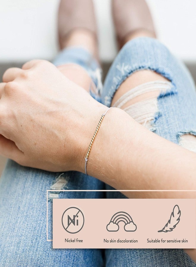 Lucky Feather Thinking of You Gifts for Women - 14k Gold Bead Bracelet with Adjustable Sliding Toggle - Image 4