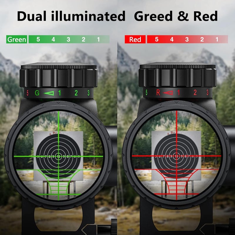 CVLIFE Rifle Scope 6-24x50 AO Red and Green Illuminated Long Range Scope for Hunting with Scope Rings - Image 3