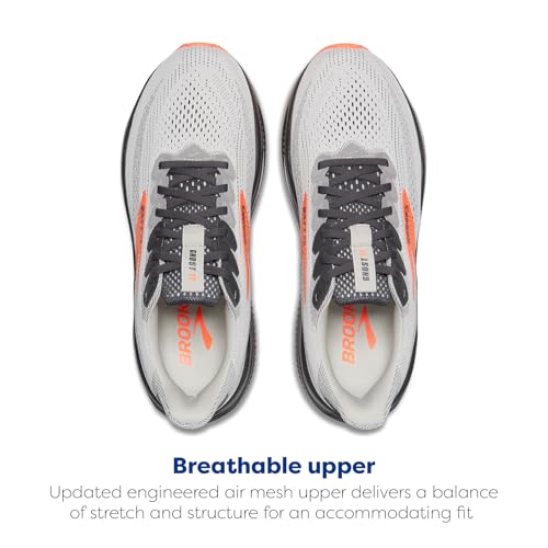 Brooks Men’s Ghost 17 Neutral Running Shoe - Oyster Mushroom/Orange/Ebony - 12 Medium - Image 4