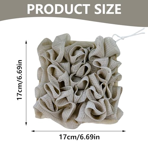 QIYUDA 2pcs Loofah Cloth for Bar Soap, Loofah Washcloth Shower Ball 2-in-1 (Gray and Brown) - Image 2
