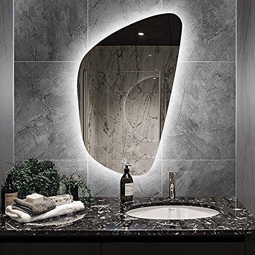 PRINCE ART LED Mirror Glass for Bathroom Wall Decorative Interior Decor Oval Mirror for Bedroom Living Room Drawing Room Hall Kitchen and Wash Basin Size 24x18 Inch - Image 1