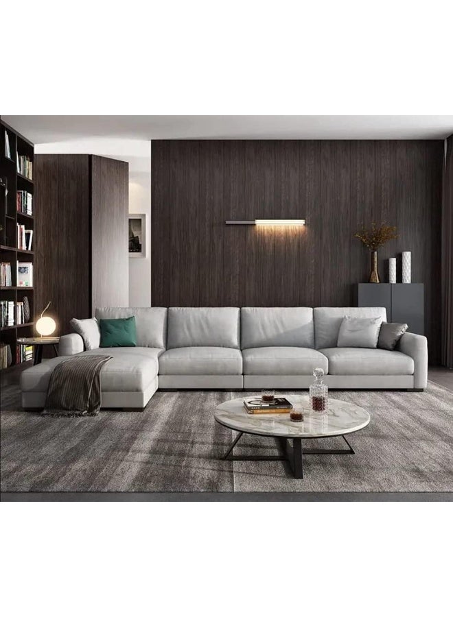 Generic Corner Combination Sofa Italian Luxury Modern Living Room (Right, Grey)  - Image 2