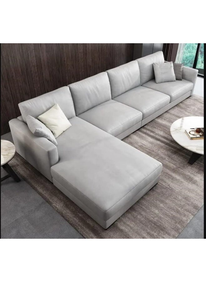 Generic Corner Combination Sofa Italian Luxury Modern Living Room (Right, Grey)  - Image 1