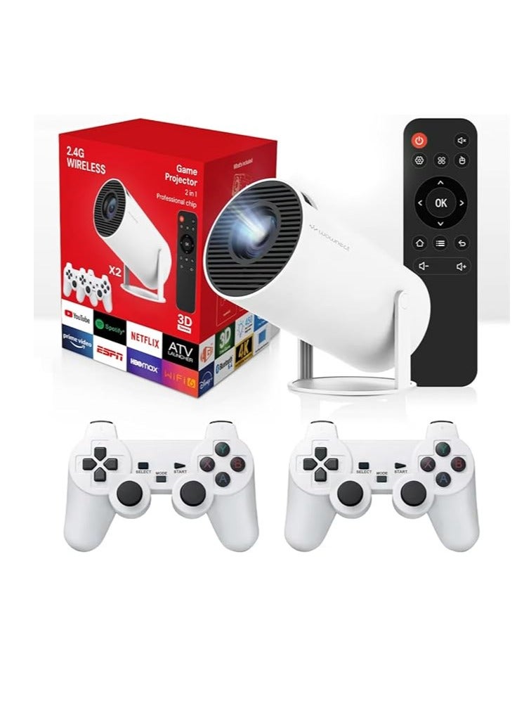 Terabyte بروجيكتور ميني ذكي HY300 مع 2 وحدة تحكم ألعاب، تصحيح تلقائي للزاوية، دعم 4K 1080P، بروجيكتور محمول، 150 ANSI، واي فاي 2.4/5G، أندرويد 12.0، شاشة 130 بوصة، بروجيكتور فيديو منزلي خارجي - Image 1