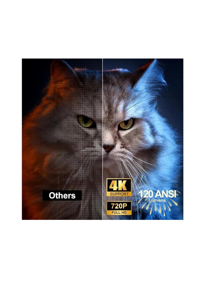 Terabyte بروجيكتور ميني ذكي HY300 مع 2 وحدة تحكم ألعاب، تصحيح تلقائي للزاوية، دعم 4K 1080P، بروجيكتور محمول، 150 ANSI، واي فاي 2.4/5G، أندرويد 12.0، شاشة 130 بوصة، بروجيكتور فيديو منزلي خارجي - Image 4