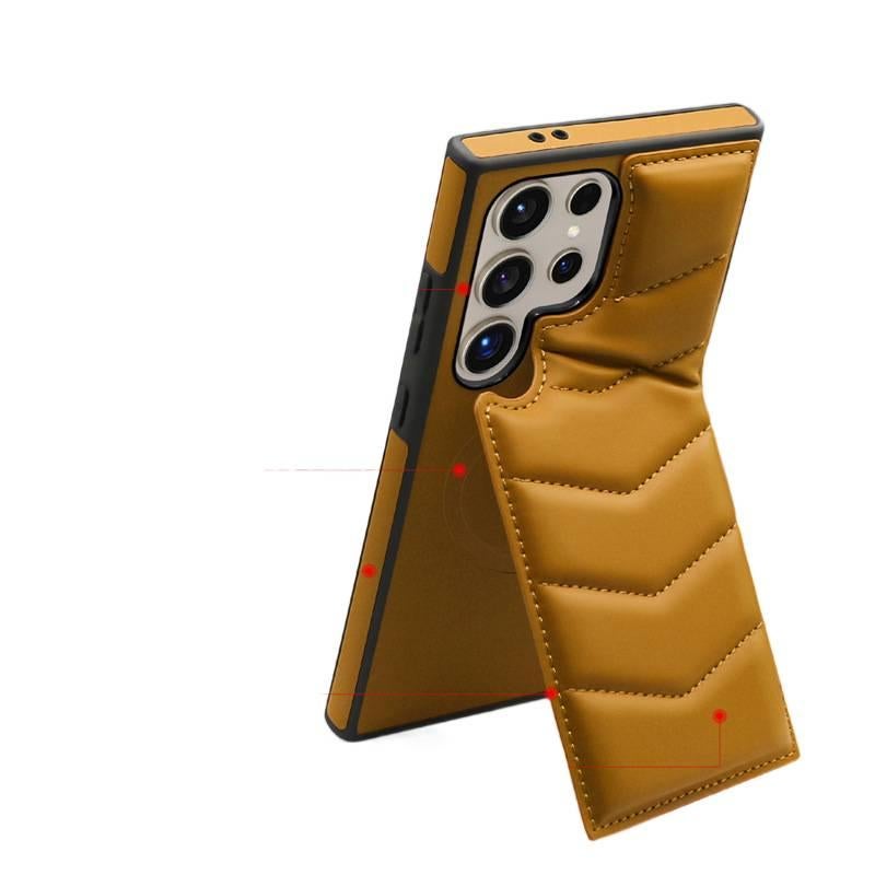 MagSafe Case | Black Leather Texture | Card Holder | Shockproof Cover for Samsung Galaxy S24 - Image 5
