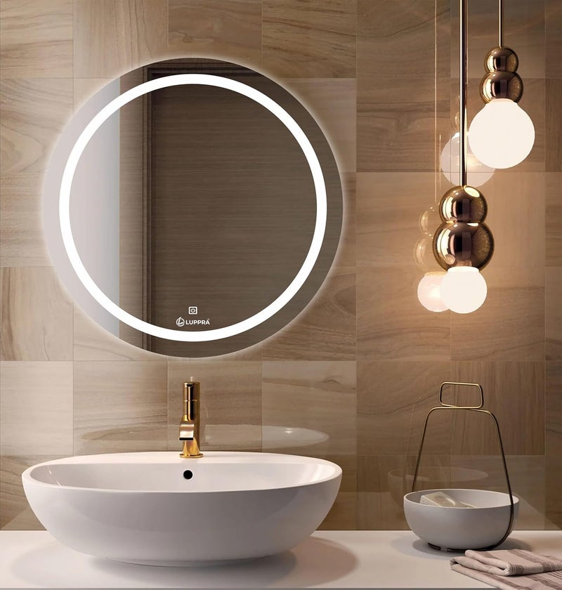 LUPPRA Round Wall Mounting Mirror with Light Bathroom MirrorVenity MirrorSmart Mirror Size 24X24 inch LED Mirror 3 Tone Cool White Natural White Warm White - Image 1
