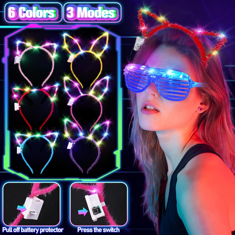 TSDATOWR 150PCS Glow in the Dark Party Supplies for Kids Adults, Light Up Party Favors with Light Up Glasses, Headband, Rings, 100 Glow Sticks Bulk Party Pack DIY Glow Necklaces Bracelets, Neon Party Supplies - Image 5