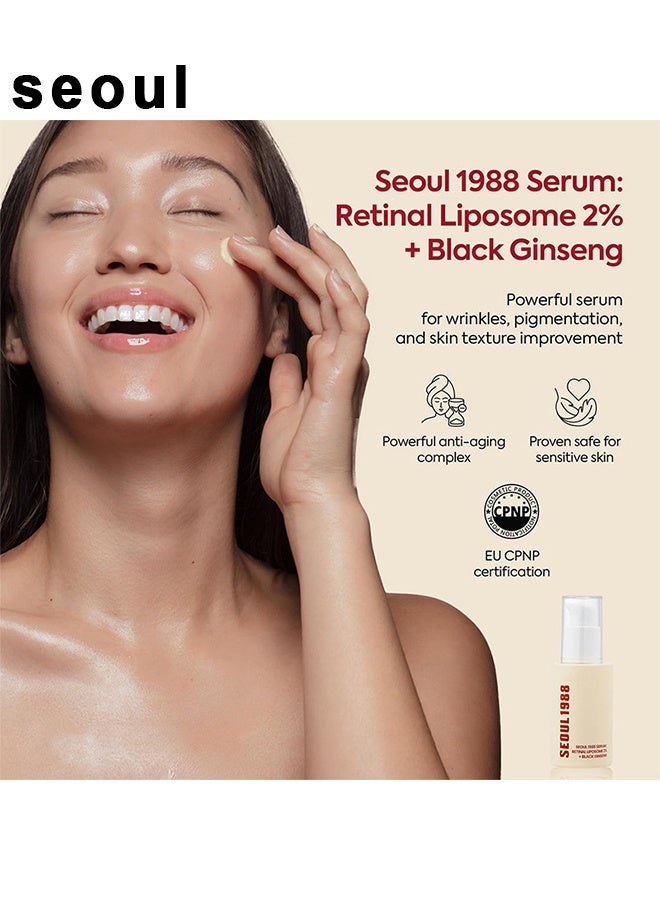 مصل KSECRET SEOUL 1988: ليبوسوم الشبكية 2% + الجينسنغ الأسود، 30 مل/1.01 أونصة | 58% من مستخلص الجينسنغ الأسود مع الشبكية والباكوشيول وفيتامين C و3 ببتيدات للعناية بالتجاعيد | العناية بالبشرة الكورية - Image 4