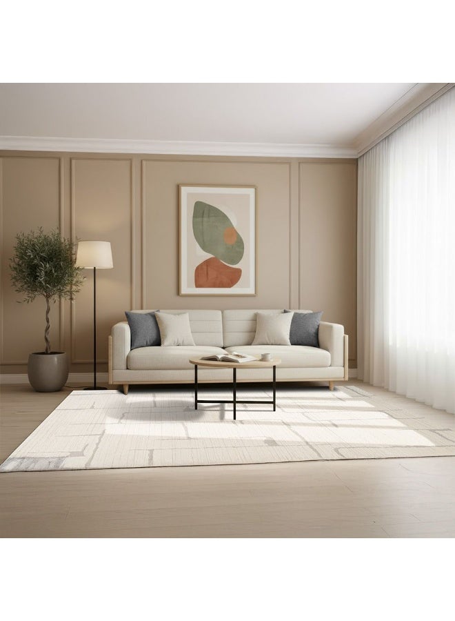 DANUBE HOME La Perle Modern Abstracts Rug |Washable Modern Rugs Style | Polypropylene+Polyester Area Rug Floor Covering | Indoor Carpet For Living Room Dining Bedroom 160X230cm-White Rust-231200400501 - Image 2