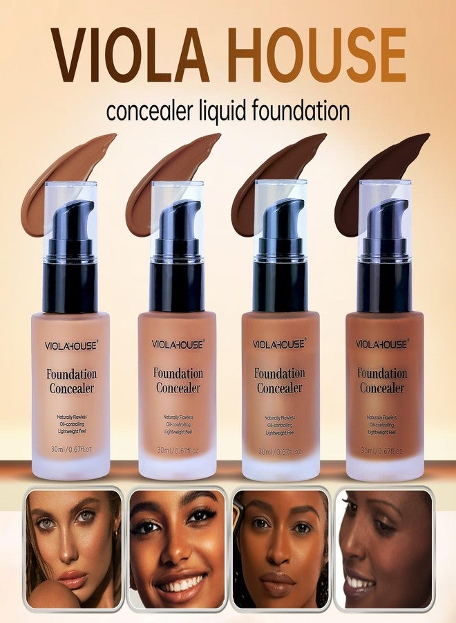 VIOLA HOUSE Concealer Foundation, Full Coverage Flawless Soft Matte,Waterproof & Long Lasting, Cover Redness and Imperfections - for Dark Skin Tones 30ml (TaiFei Sugar) - Image 2