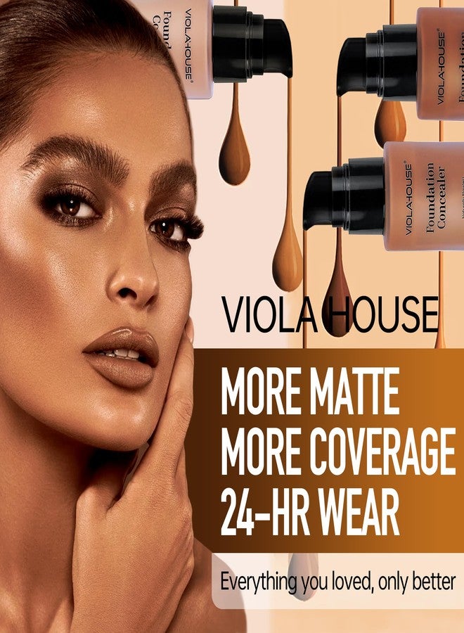 VIOLA HOUSE Concealer Foundation, Full Coverage Flawless Soft Matte,Waterproof & Long Lasting, Cover Redness and Imperfections - for Dark Skin Tones 30ml (TaiFei Sugar) - Image 3