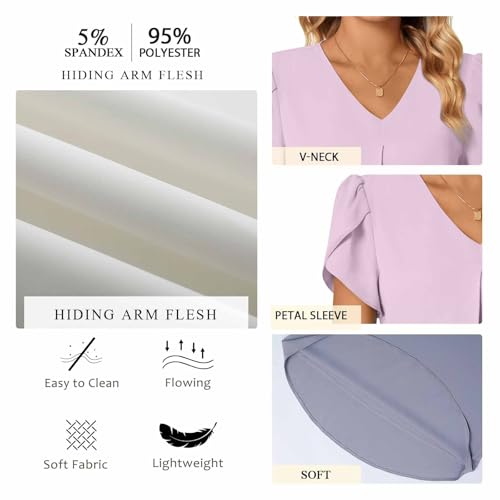 Anyally Women's Plus Size Summer Tunic Tops Dressy Casual Chiffon Blouses Short Sleeve T-Shirts for Leggings, 2XL Navy Blue - Image 5