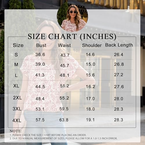 Anyally Women's Plus Size Summer Tunic Tops Dressy Casual Chiffon Blouses Short Sleeve T-Shirts for Leggings, 2XL Navy Blue - Image 4