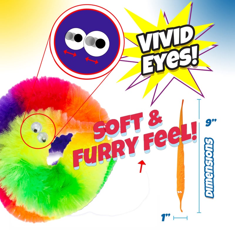JA-RU Fuzzy Worm Fidget Toy with String Attached (1 Pack) â€“ Fun Magic Tricks for Kids, Soft Sensory Toy, Bulk Party Favors, Gag Gifts & Classroom Prizes. 5219-1A - Image 3