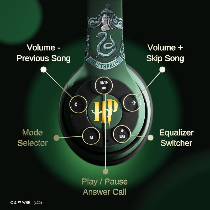 iJoy Harry Potter Slytherin Bluetooth Headphones with Built in Mic | Officially Licensed Wireless Headphones, Foldable Headset | Harry Potter Gifts for Women, Men, Teens, Kids & All Fans of Slytherin - Image 5