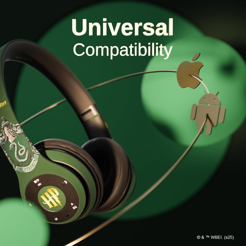iJoy Harry Potter Slytherin Bluetooth Headphones with Built in Mic | Officially Licensed Wireless Headphones, Foldable Headset | Harry Potter Gifts for Women, Men, Teens, Kids & All Fans of Slytherin - Image 4