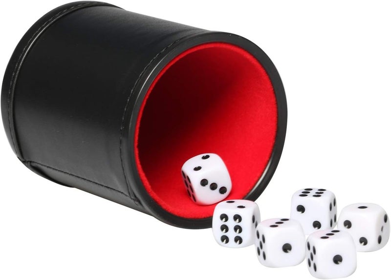 Bc Toptan PU Leather Dice Cup Set, Felt Linning Dice Shaker for Yahtzee/Farkle/Bar Party Dice Games, Includes 16mm Dot Dices - Image 4
