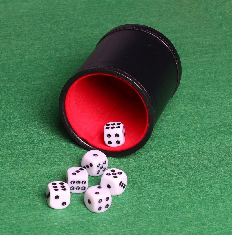 Bc Toptan PU Leather Dice Cup Set, Felt Linning Dice Shaker for Yahtzee/Farkle/Bar Party Dice Games, Includes 16mm Dot Dices - Image 5