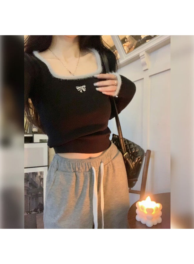 Yuzhaolin Women's Base Layer, Early Spring Autumn Winter Inner Wear, Square Neck, Brushed Warm, Slim Fit, High Elasticity Sweater, Long Sleeve Knitted Top - Image 5